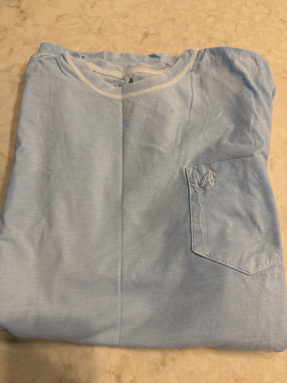 johnnie-O Light Blue Short Sleeve Pocket Tee w/ Script A mens xl Atlanta Braves